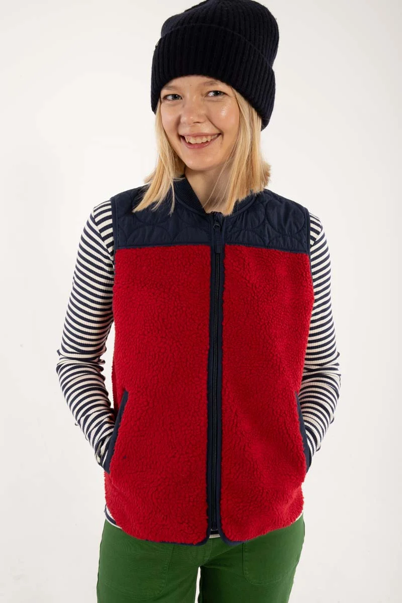 Danewalnut Fleece Bodywarmer Dk Navy/Dk Red