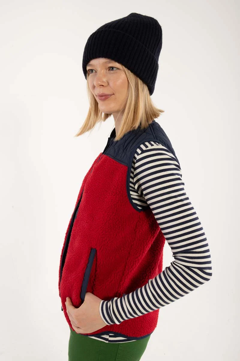 Danewalnut Fleece Bodywarmer Dk Navy/Dk Red