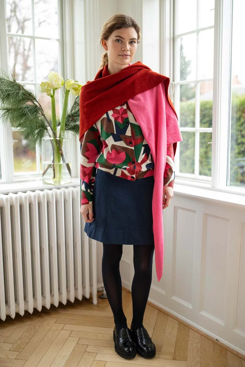 Danefireplace Wool Shawl Spicy Pink/Dk Rust