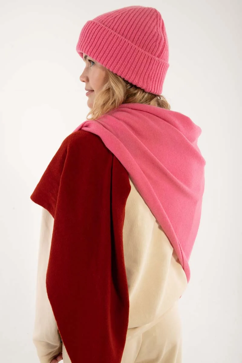 Danefireplace Wool Shawl Spicy Pink/Dk Rust