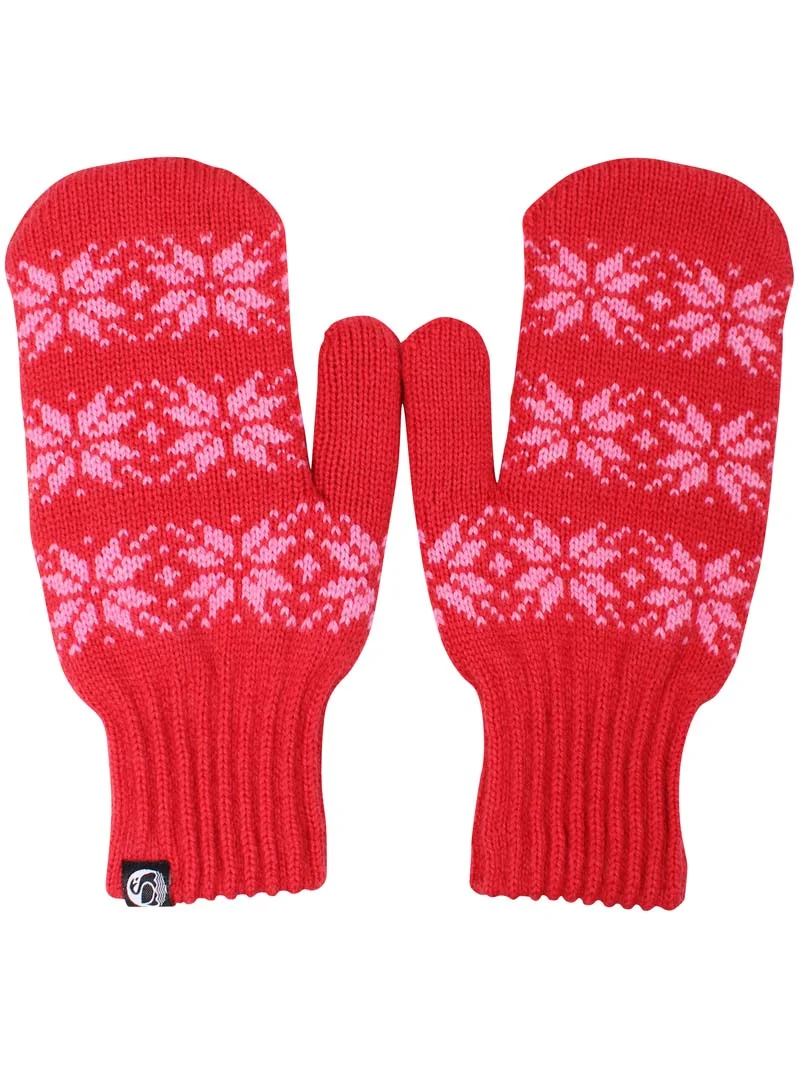 Danicebird Wool Mittens Bright Red STAR