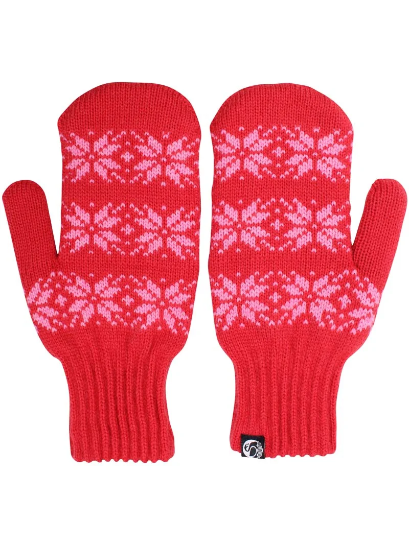 Danicebird Wool Mittens Bright Red STAR