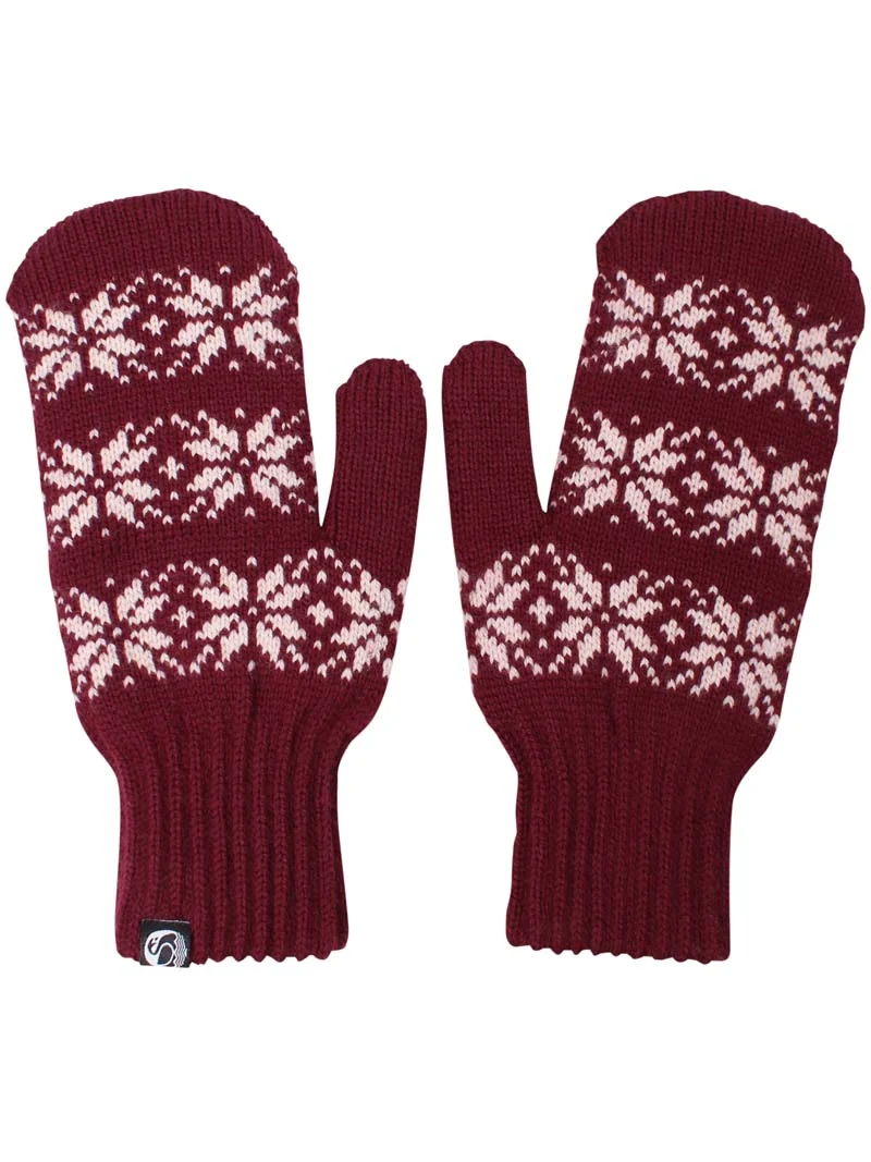 Danicebird Wool Mittens Dk Merlot STAR
