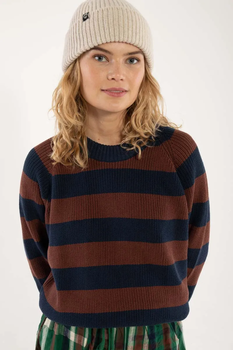 Danejumbo Cotton Rib Sweater Dk Navy/Dk Merlot
