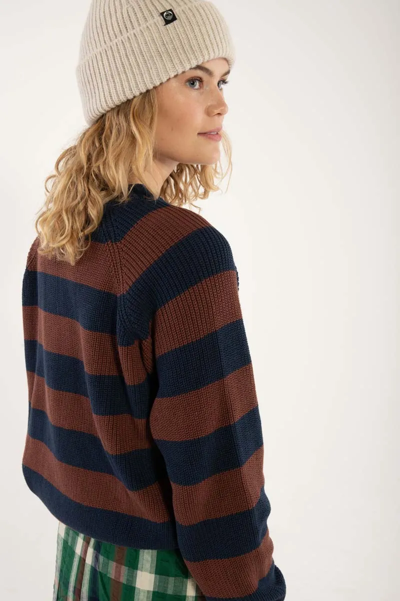 Danejumbo Cotton Rib Sweater Dk Navy/Dk Merlot