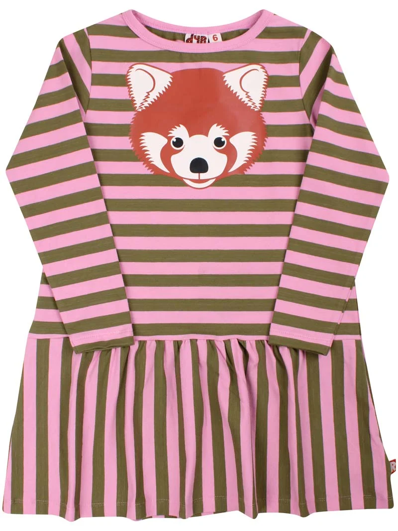 Dyrzanzi LS Dress AOP/STRIB Rose/Olive ROED PANDA