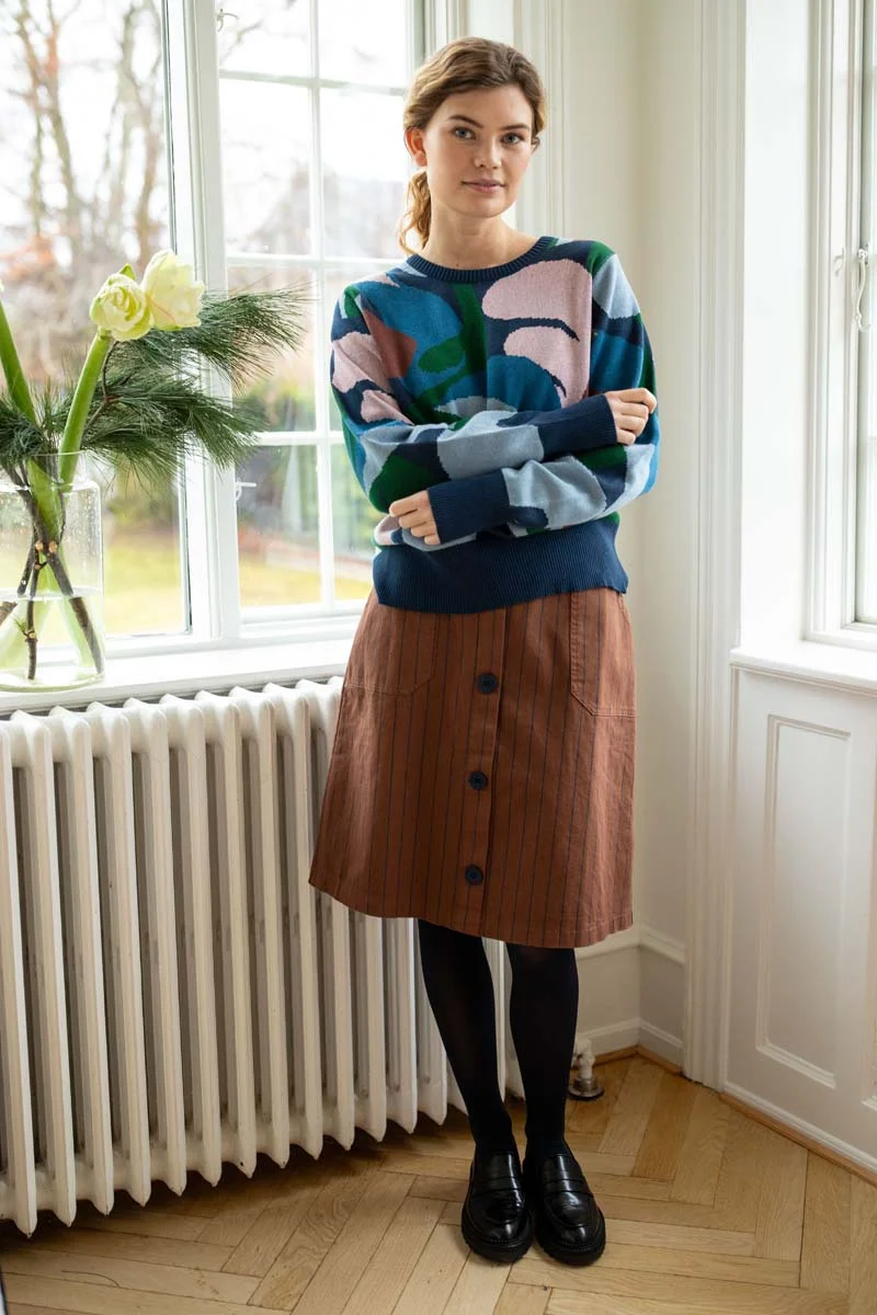 Danefox Jaquard Cotton Sweater Dk Navy TROPS