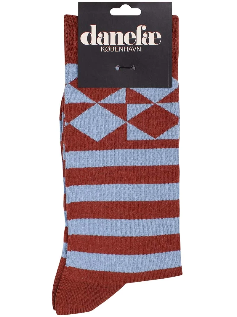 Danewalk With Me Socks Dk Brick/Lt Blue Grey DIAMETRIC