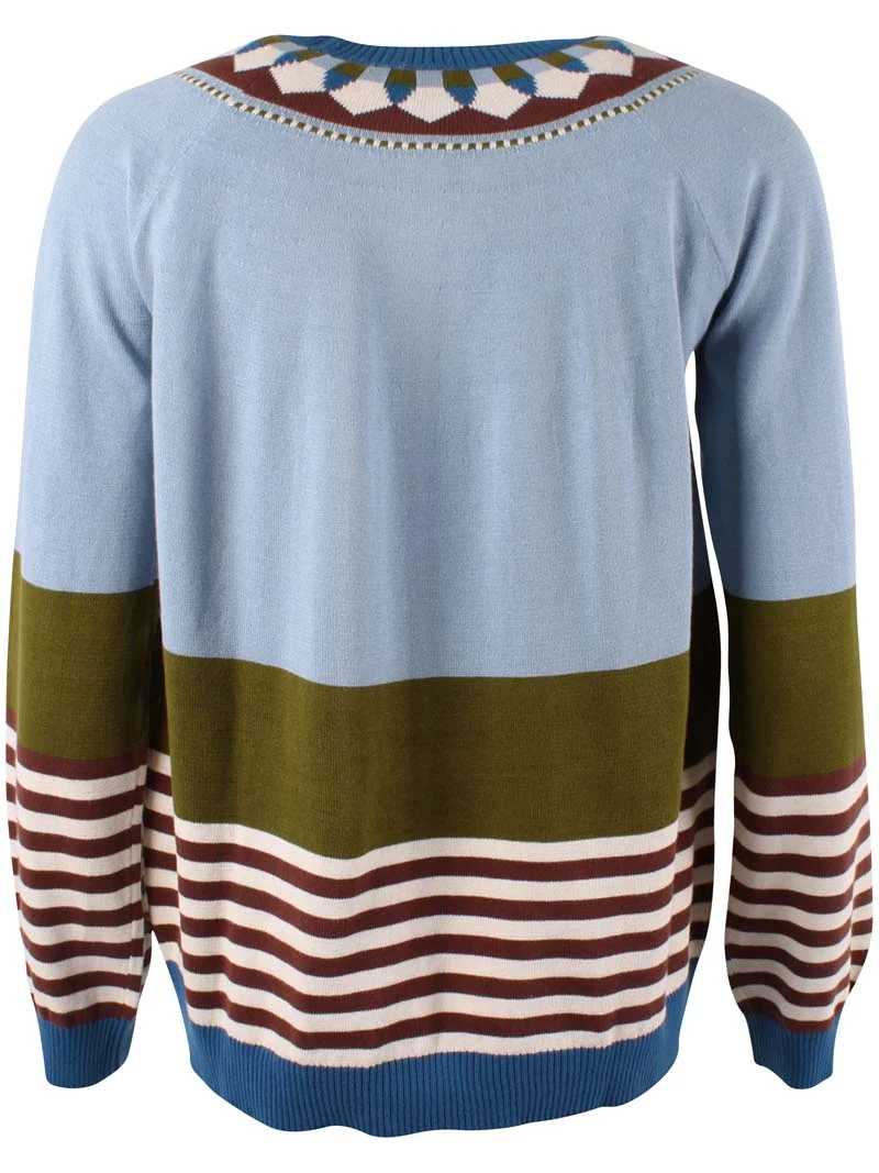 Danehappy Cotton Sweater Lt Blue Grey/Olive