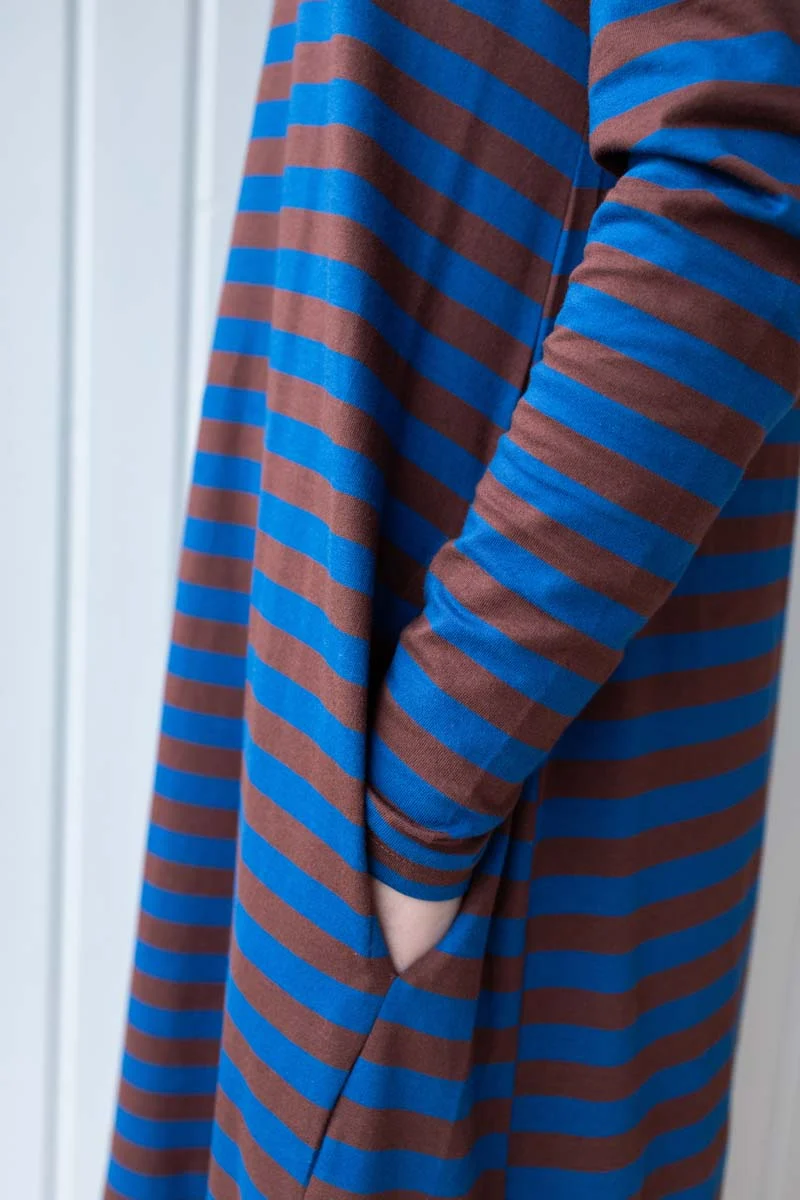 Danebasic Goodnews LS Dress Ocean Blue/Dk Merlot