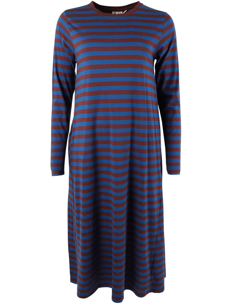 Danebasic Goodnews LS Dress Ocean Blue/Dk Merlot