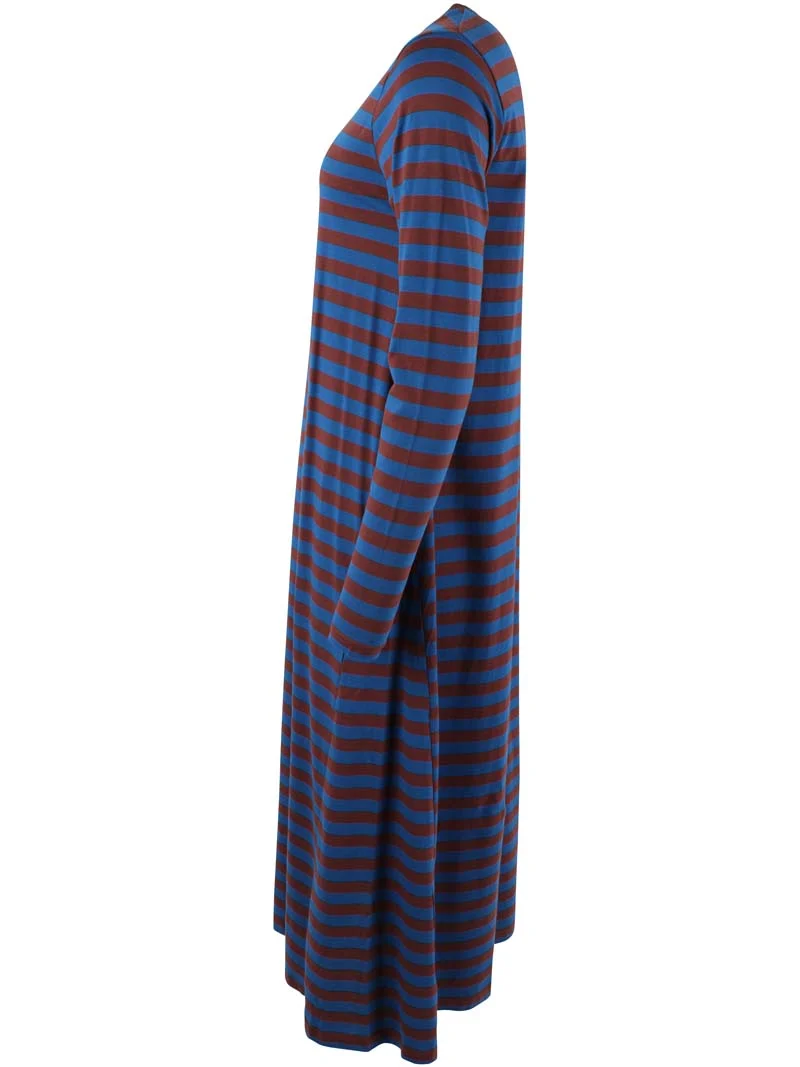 Danebasic Goodnews LS Dress Ocean Blue/Dk Merlot