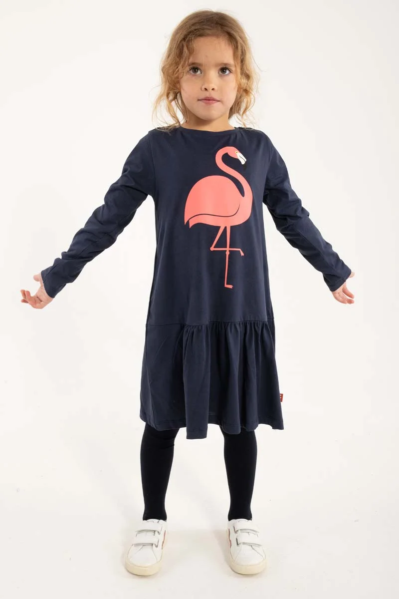 Dyrperky LS Dress Dk Navy FLAMINGO
