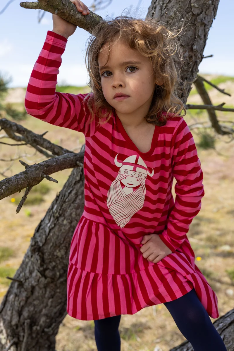 Danebasic Miva Dress Spicy Pink/Dk Red FREJA