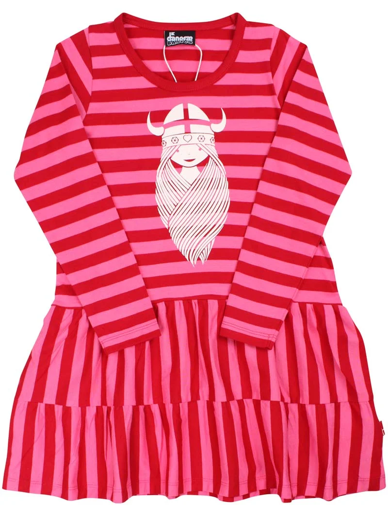 Danebasic Miva Dress Spicy Pink/Dk Red FREJA
