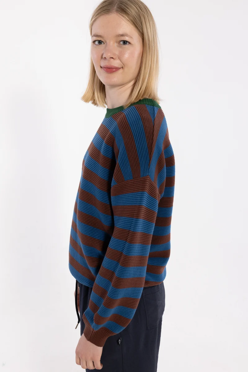 Danegold 3D Crotchet Cotton Sweater Dk Merlot/Ocean Blue