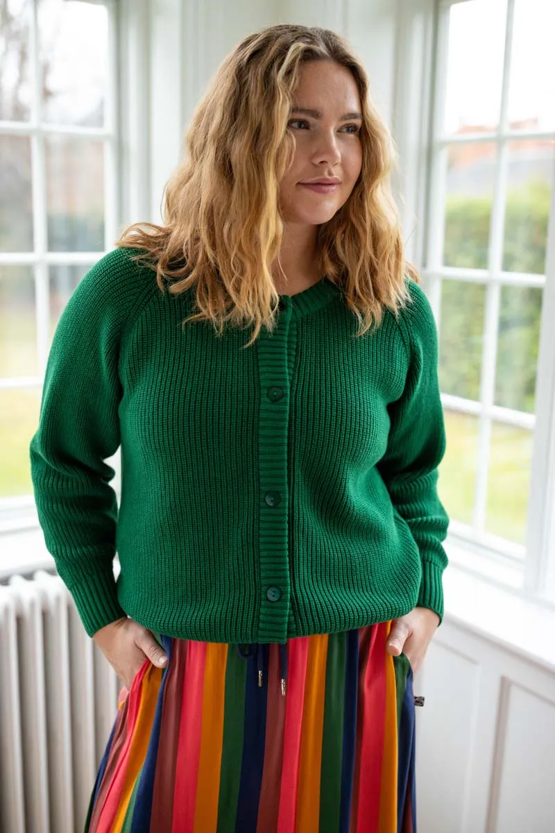 Danechunk Cotton Rib Cardigan Dk Pine