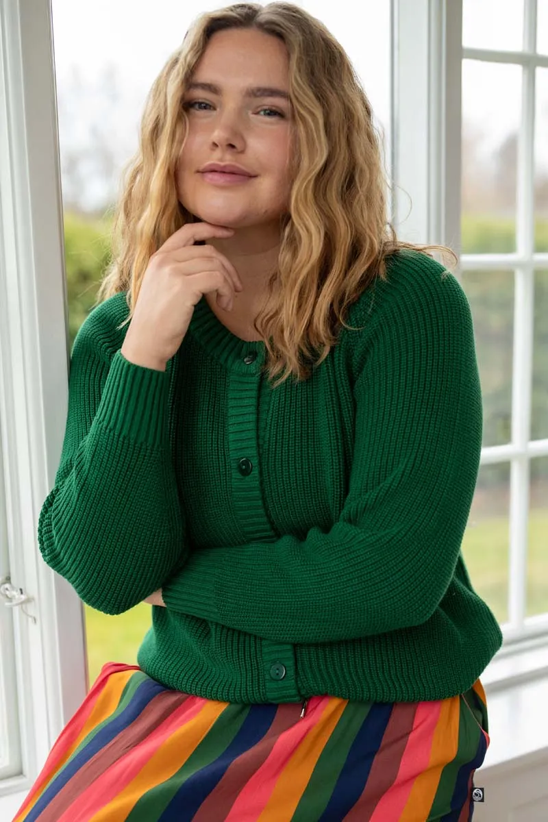 Danechunk Cotton Rib Cardigan Dk Pine