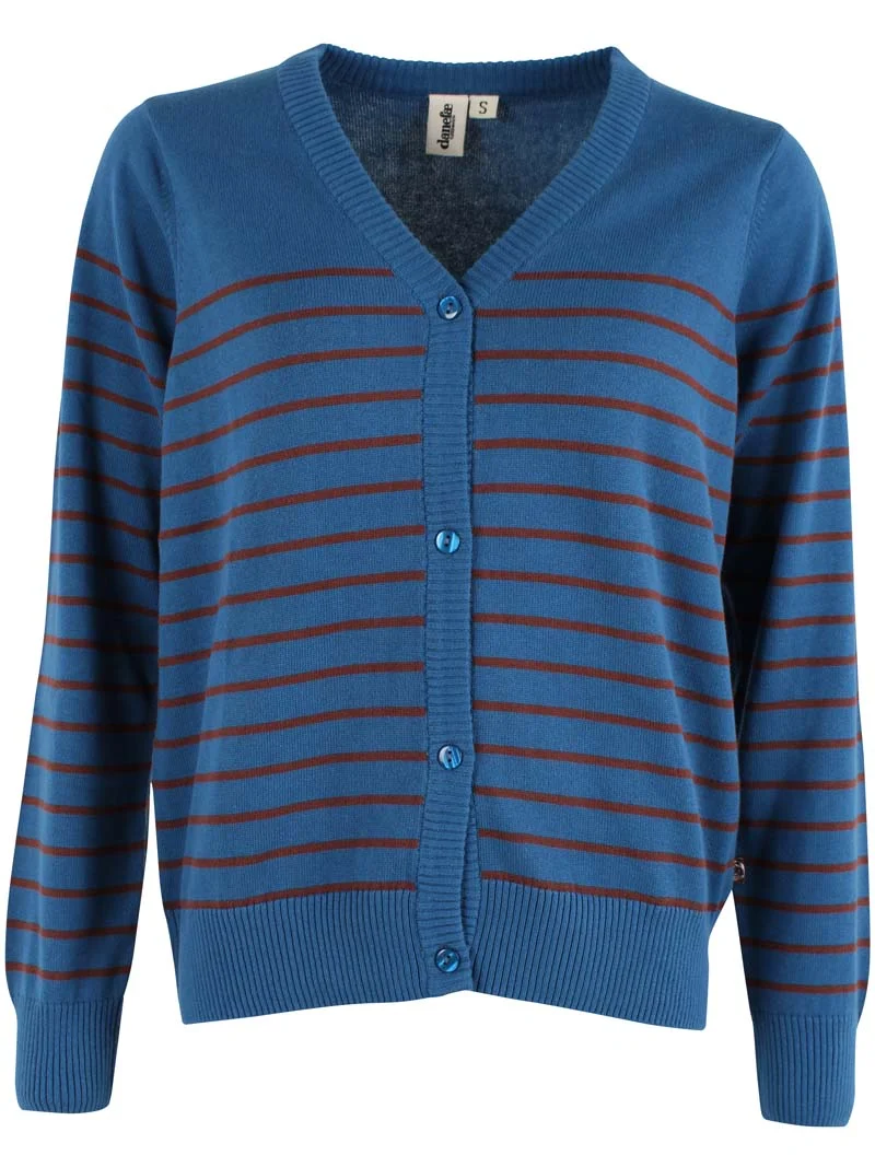 Danejolly Cotton Cardigan Ocean Blue/Dk Merlot