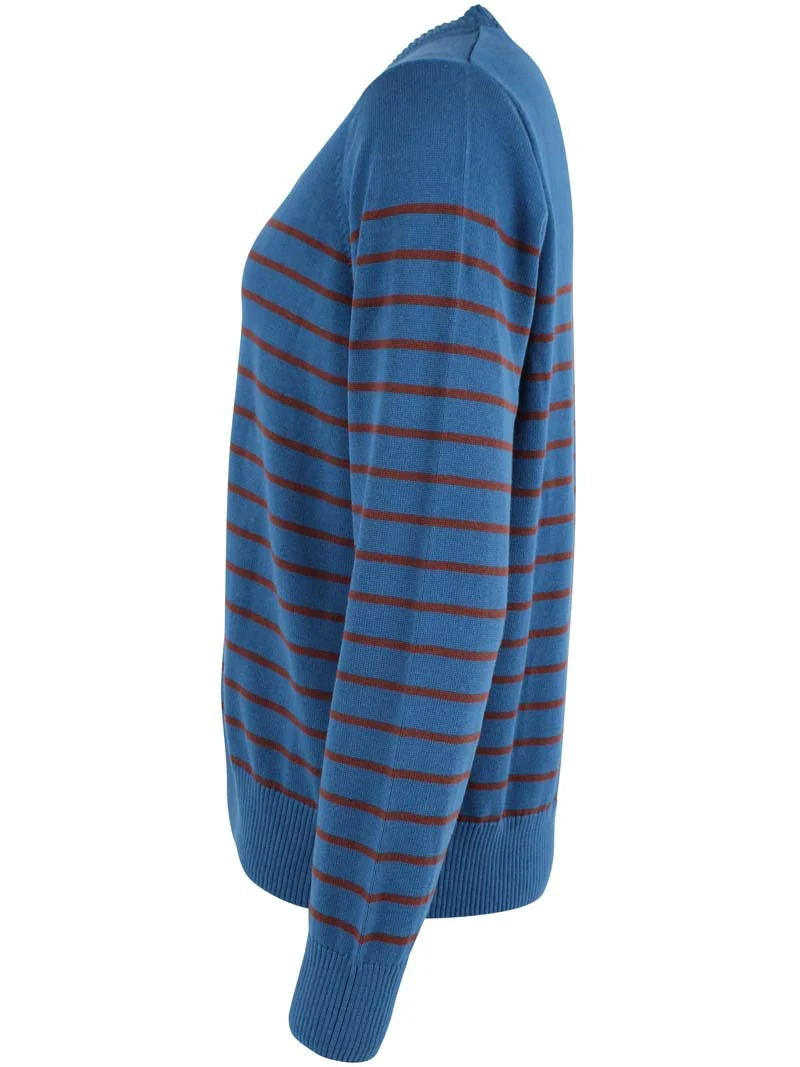 Danejolly Cotton Cardigan Ocean Blue/Dk Merlot
