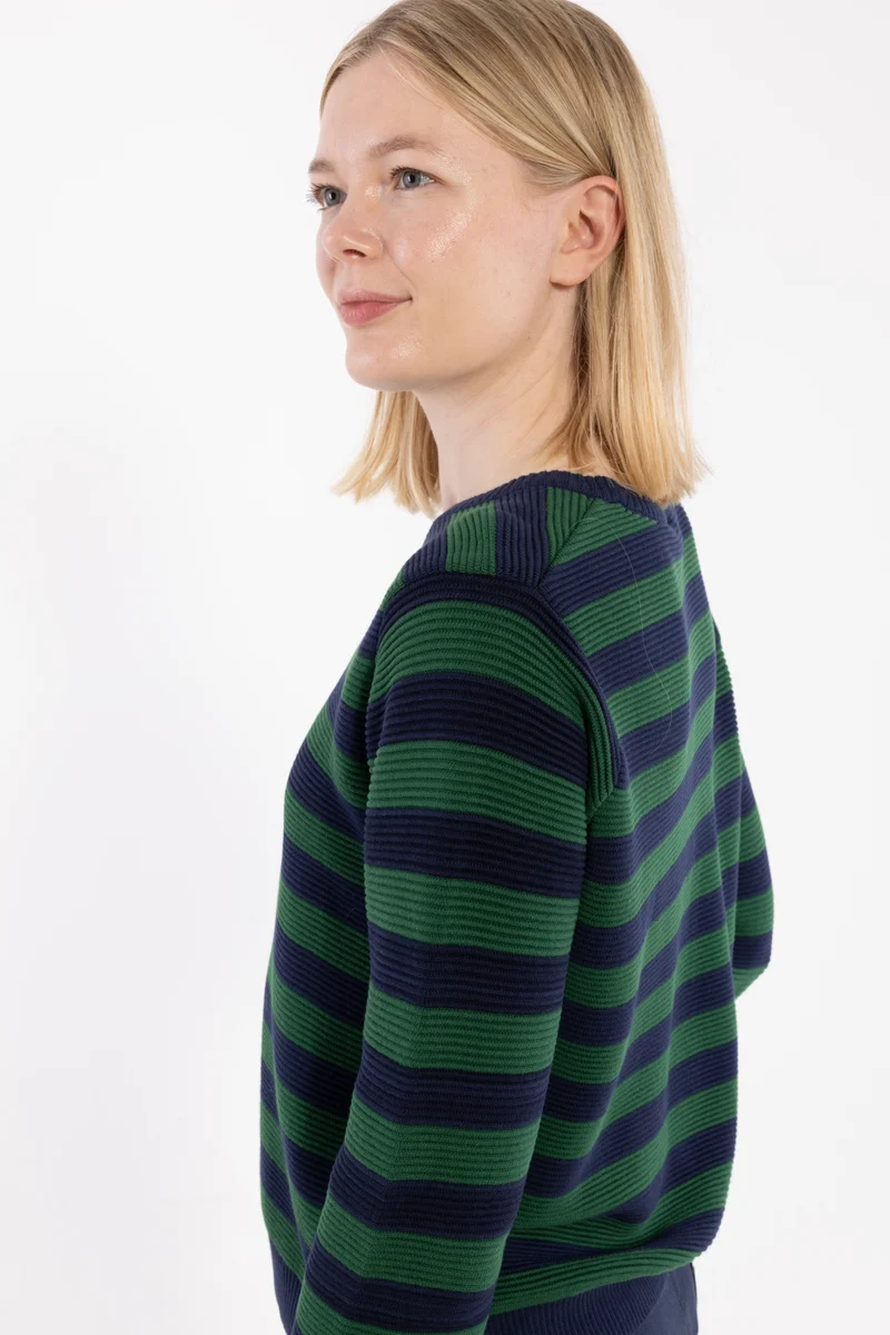 Danepearly 3D Crotchet Cotton Sweater Dk Navy/Dk Pine