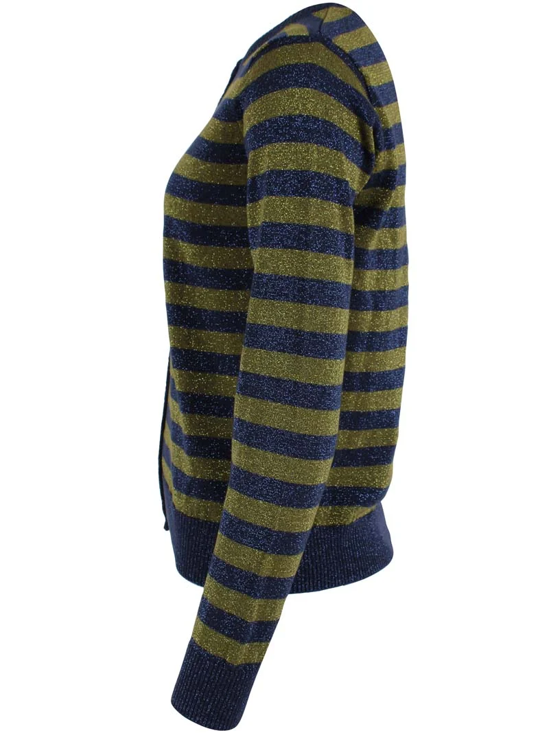 Danesaga Glitter Cardigan Dk Navy/Olive