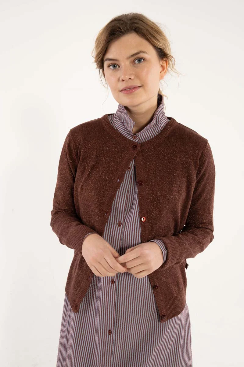 Danesaga Glitter Cardigan Dk Merlot