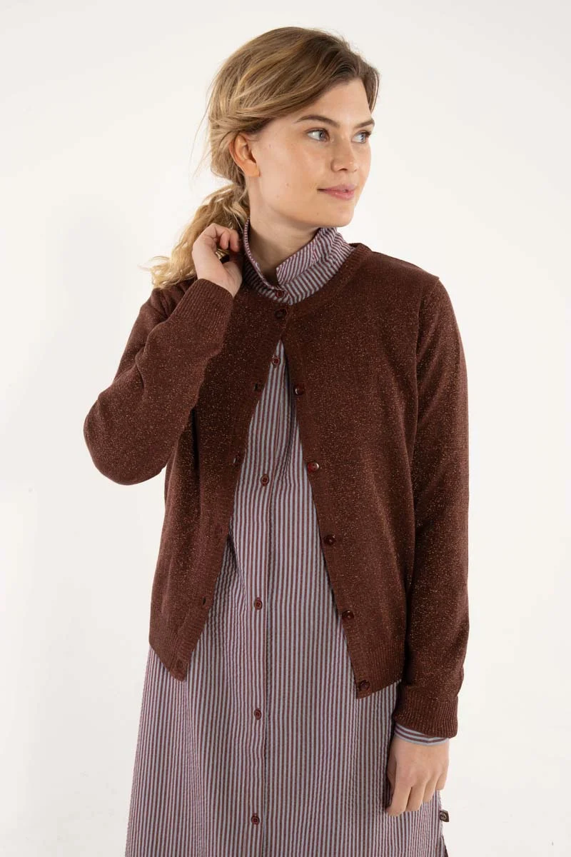 Danesaga Glitter Cardigan Dk Merlot