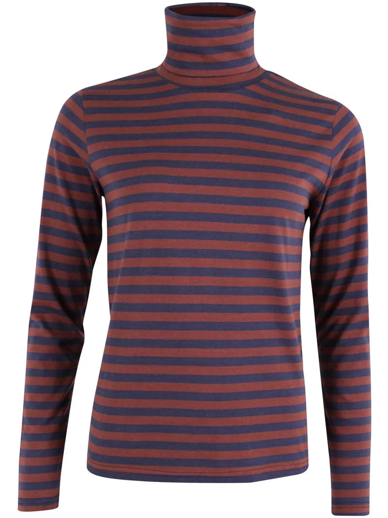 Danemanna Modal Rollneck Tee Dk Navy/Dk Merlot