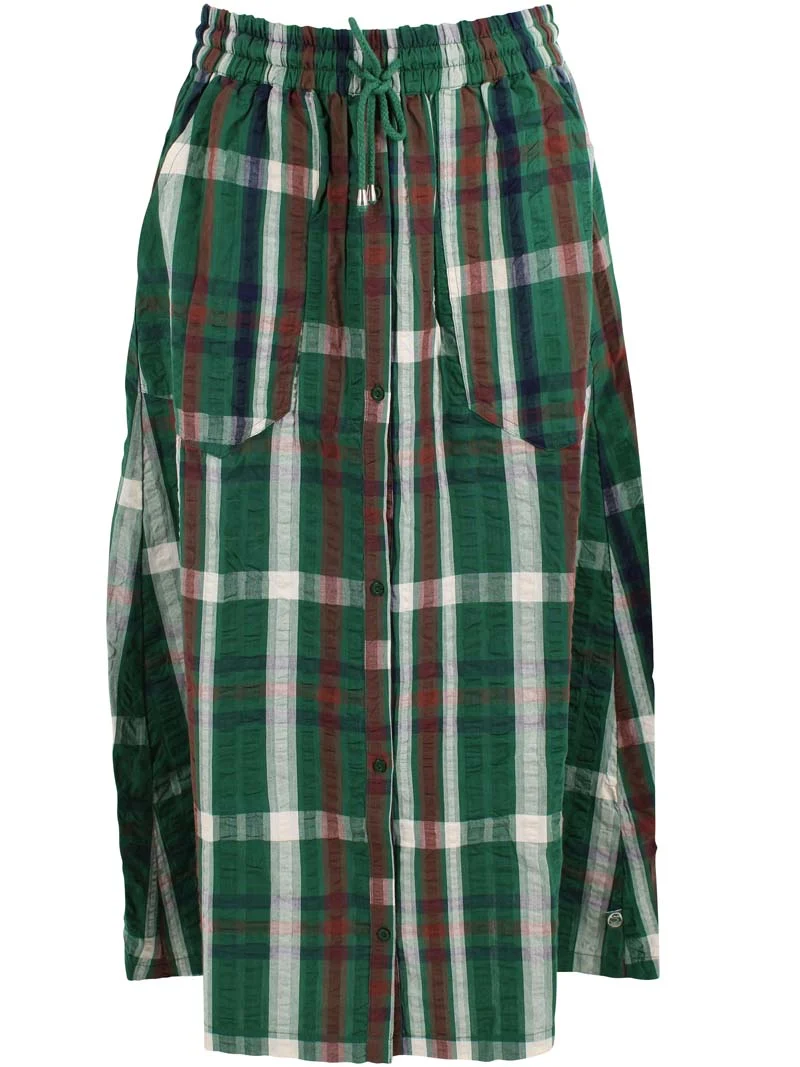 Danevisit Seersucker Skirt Dk Pine CHECK