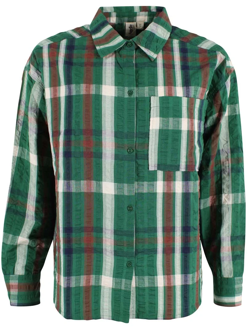 Danethyme Seersucker Shirt Dk Pine CHECK