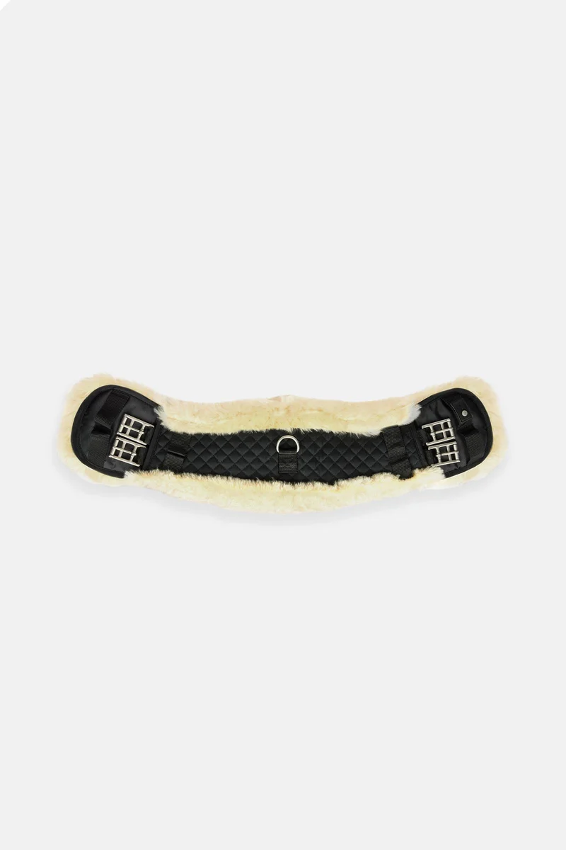 halbmondförmiger Lammfell-Bauchgurt Black/Natural 45 cm