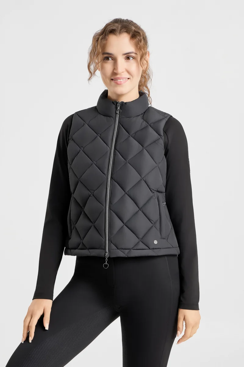 Lynden Damen Cropped Steppweste Black oyster 36