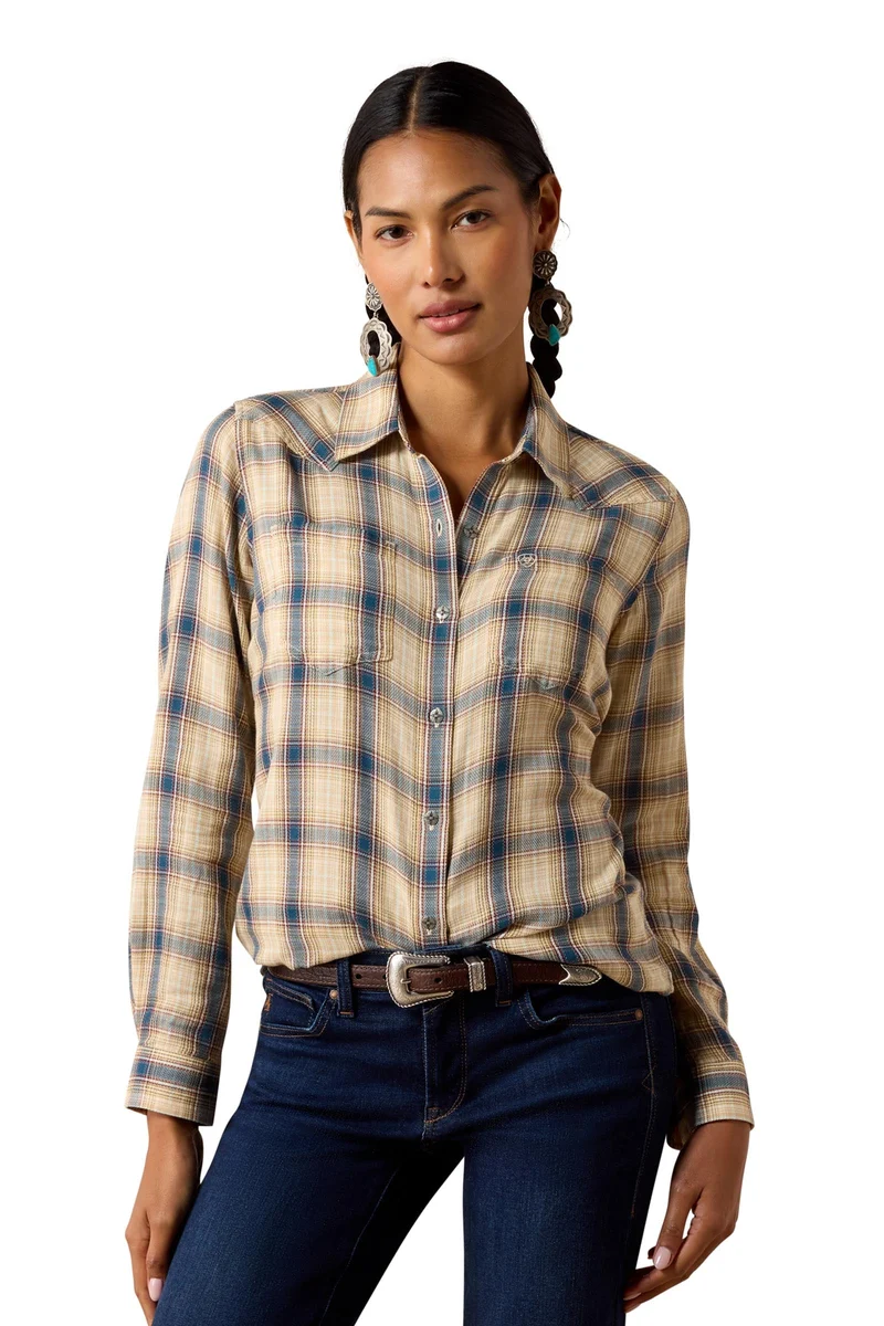Billie Jean Damen Hemdbluse mit langen Ärmeln Horizon Plaid M
