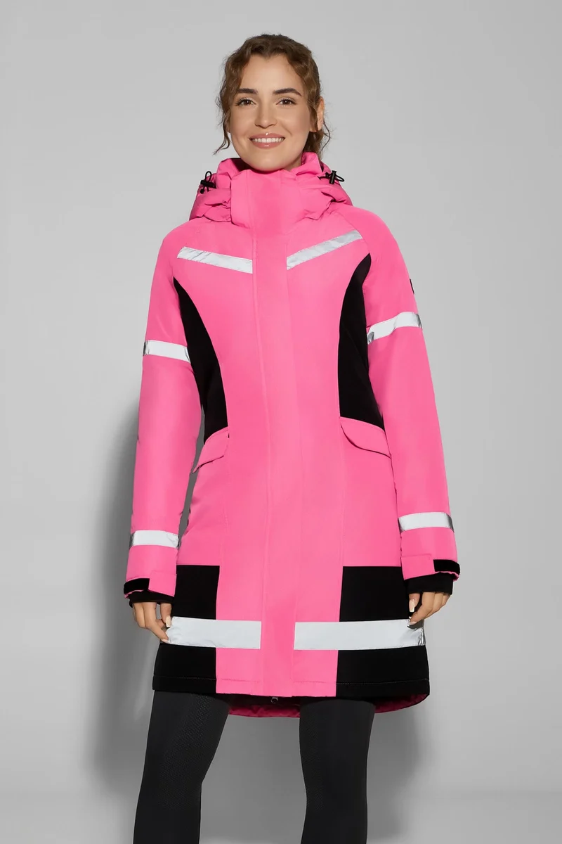 Amaya Damen Hi-Vis wasserdichter Reitmantel Neon pink 34