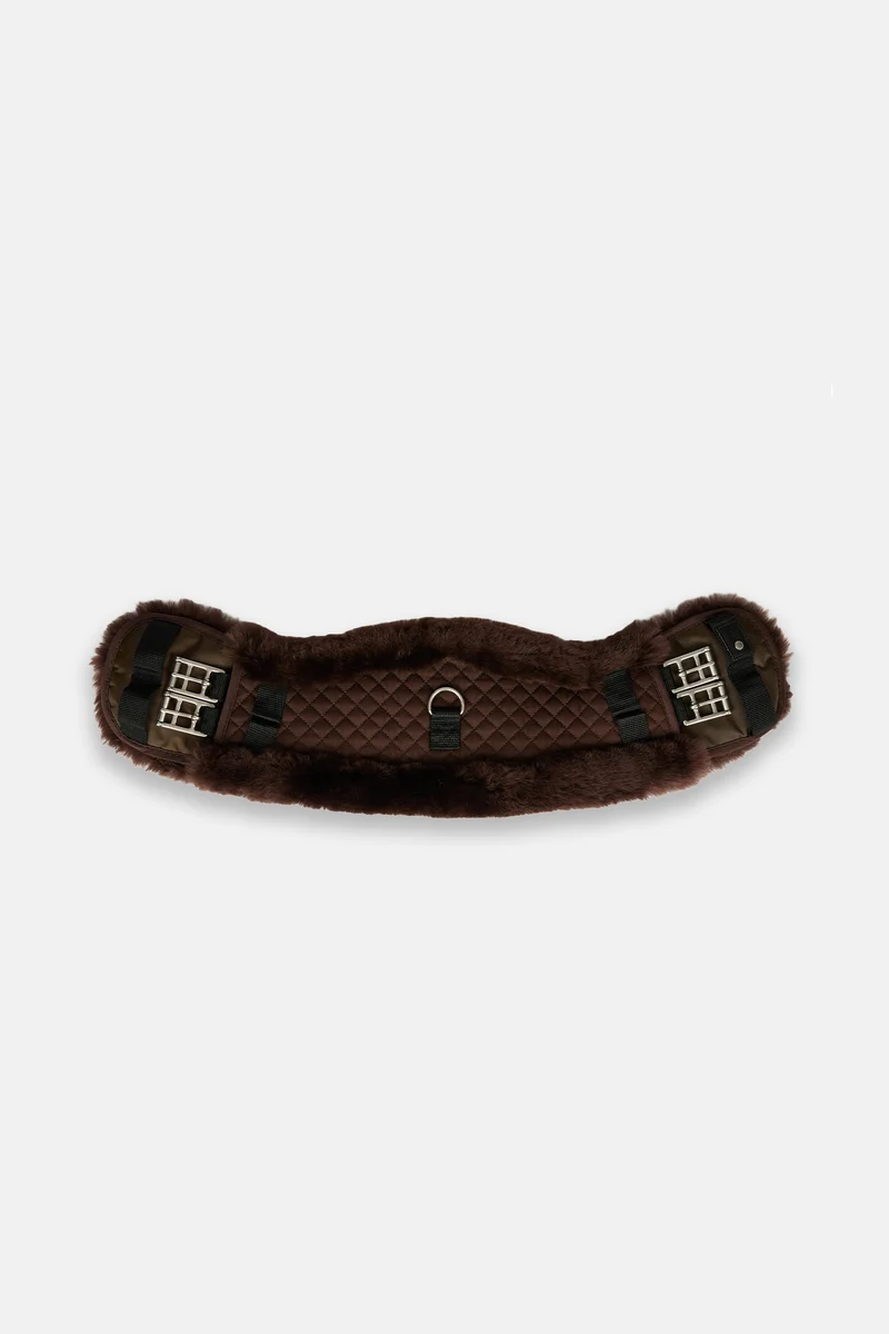 halbmondförmiger Lammfell-Bauchgurt Brown 75 cm