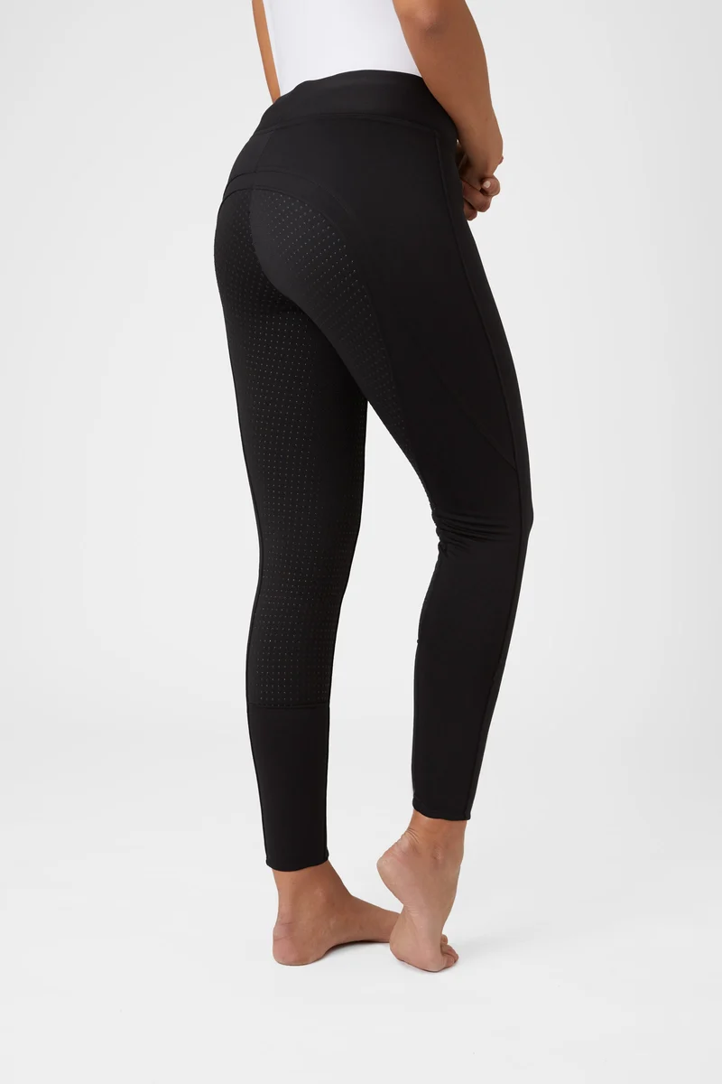 Active Winterreitleggings mit Vollbesatz und Silikon-Grip für Damen Schwarz 34