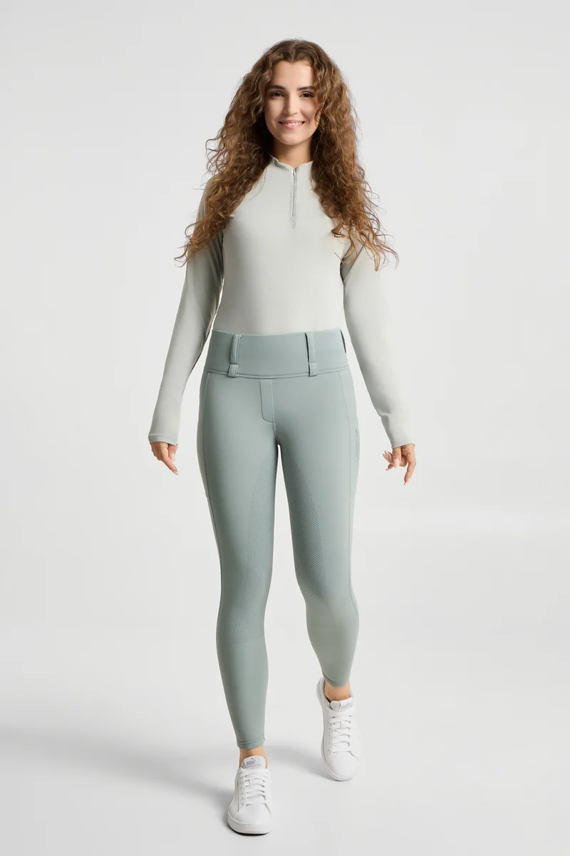 Anya Damen Hybrid Thermo Vollbesatz-Reithose Green milieu 34