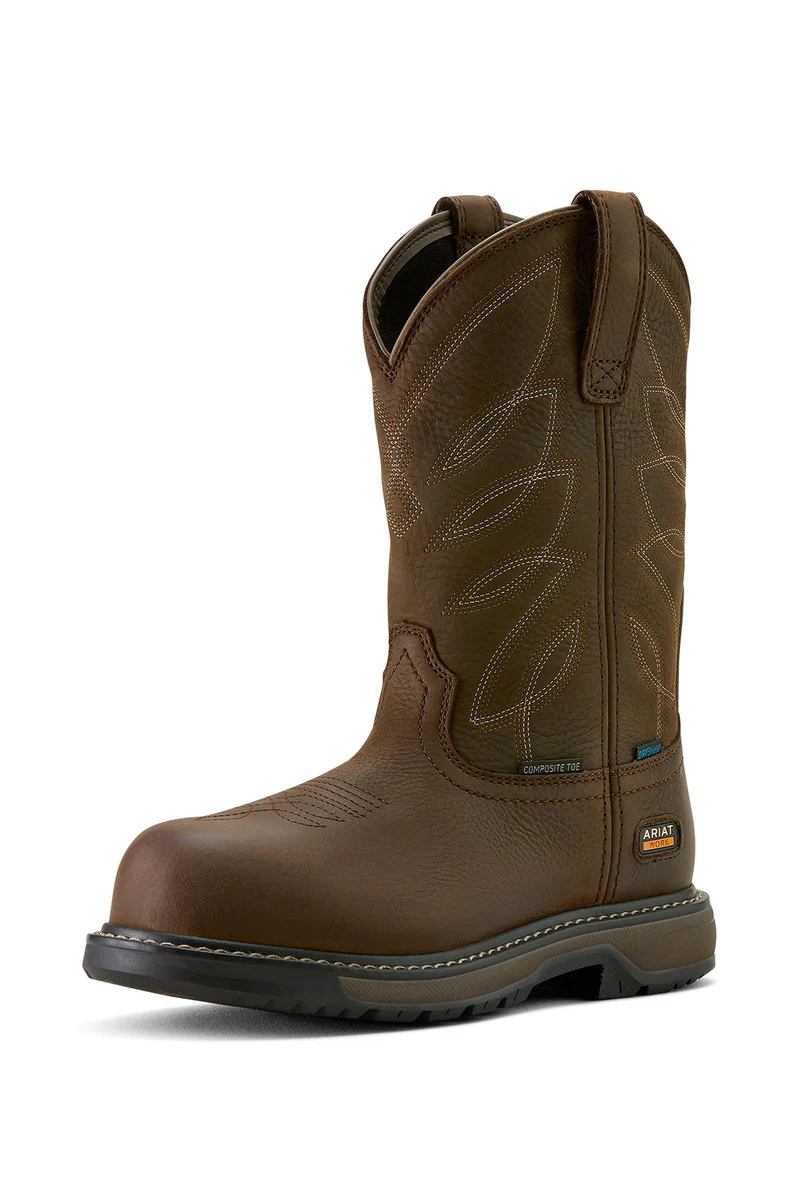 Riveter Pull-On Damen wasserdichte Schlupf-Arbeitsstiefel Dark Brown 39