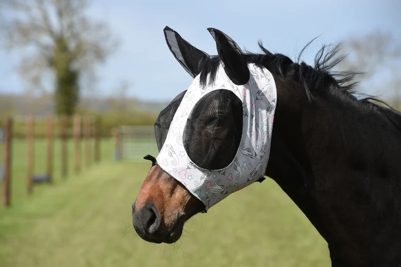 Deluxe Stretch Bug Fliegenmaske mit Ohren Grey/Black P