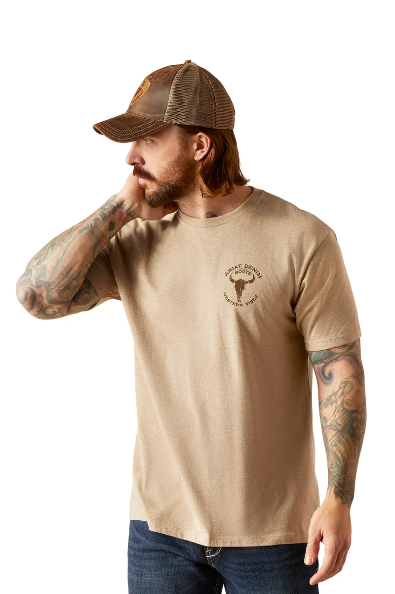 Bison Skull Herren T-Shirt Oatmeal Heather M