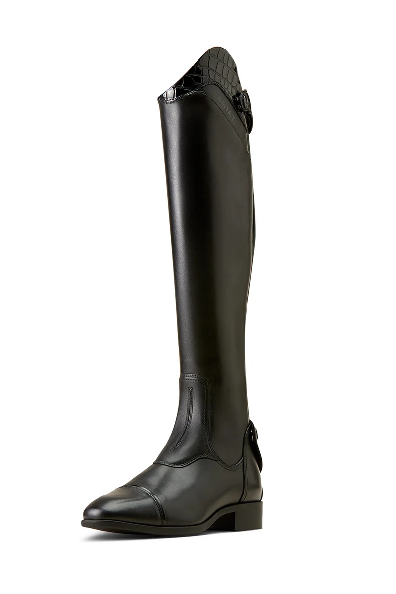 Damen Palisade Hohe Showreitstiefel Black / Black Croc Print 39 Short Regular
