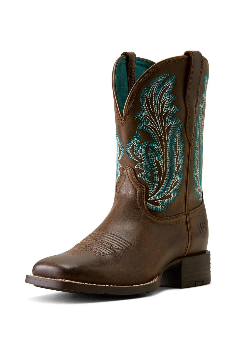 Damen Round Up Filly Westernstiefel mit breiter eckiger Zehenpartie Dark Cacao 36/B