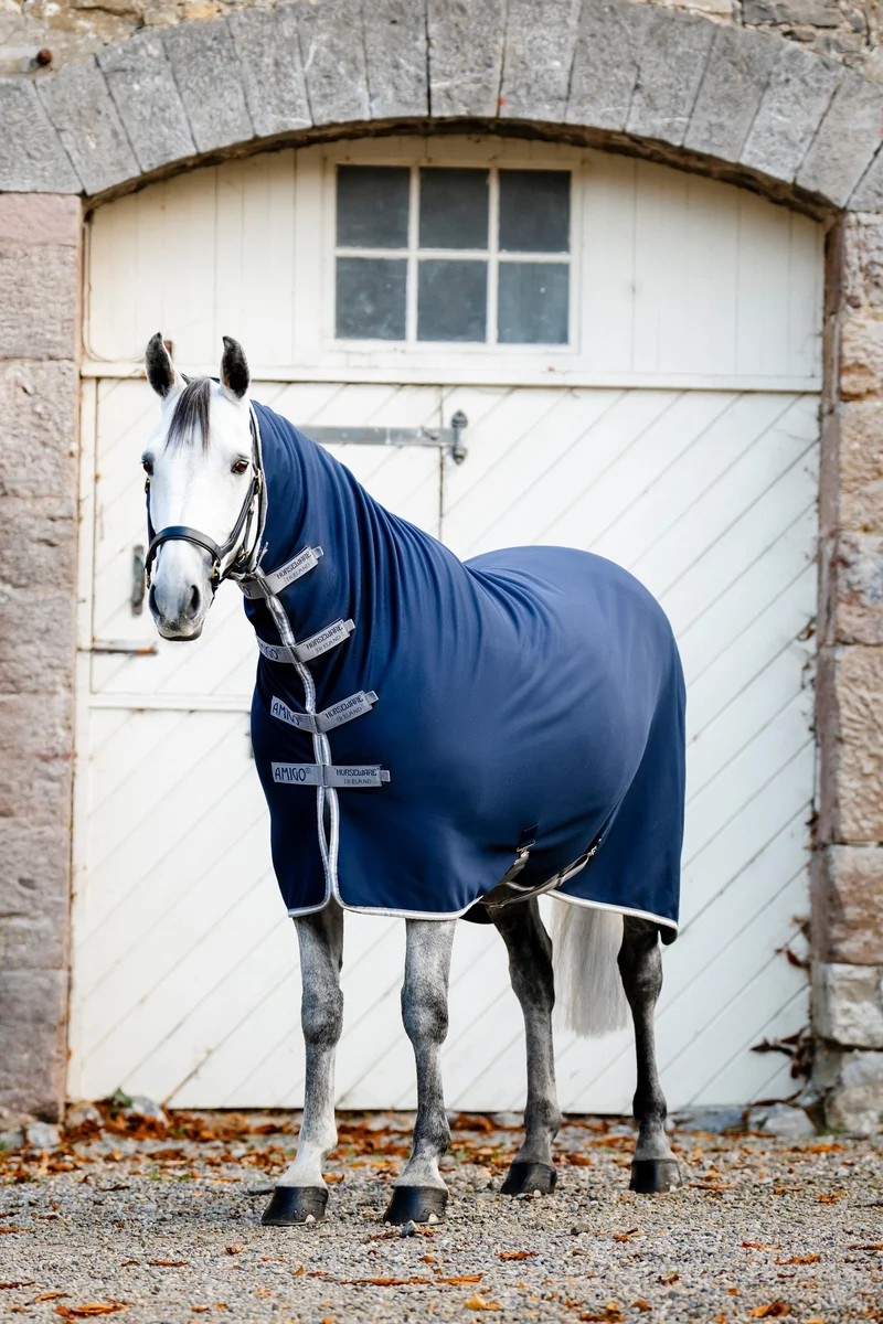 Amigo Jersey Abschwitzdecke mit integriertem Halsteil Navy/Titanium Grey & Silver 125