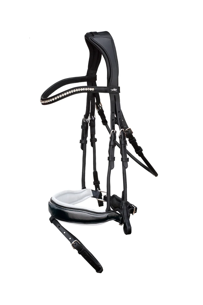Malibu anatomische Dressur Trense Black/Patent Grey V