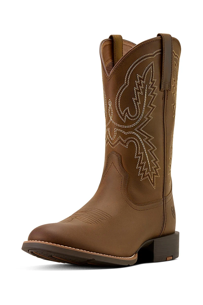 Herren Sport Stratten Cowboy Boots mit breiter Zehenpartie Distressed Brown 42