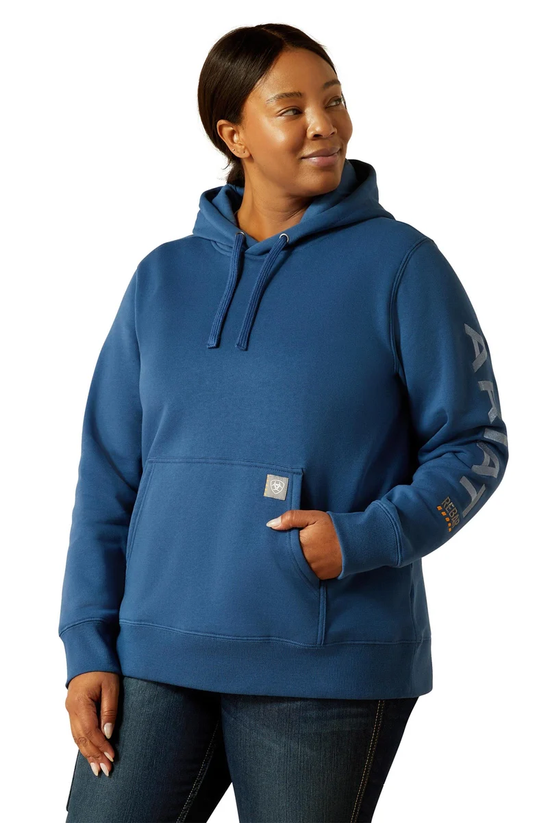 Rebar Damen Hoodie mit Print Ensign Blue/Endless Sky S