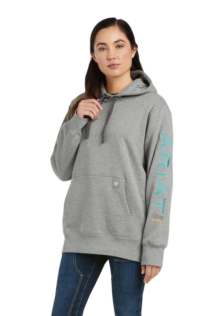 Rebar Damen Hoodie mit Print Heather Grey S