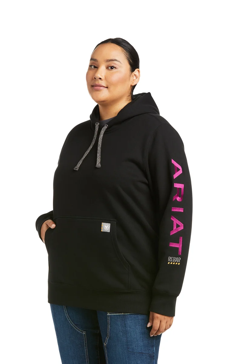 Rebar Damen Hoodie mit Print Black/Purple S