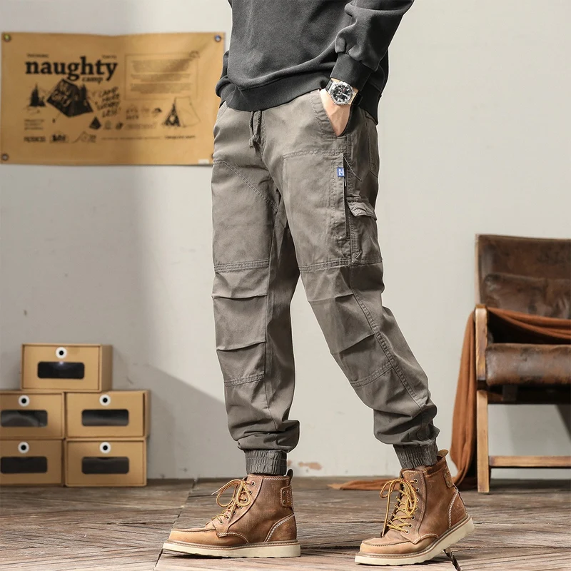 Herren Cargo-Joggerhose mit Tunnelzug, elastischen Bündchen und verstärkten Kniepartien Drune
